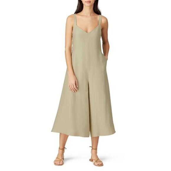 NWT Club Monaco khaki green wide leg jumpsuit 4 - Picture 4 of 13